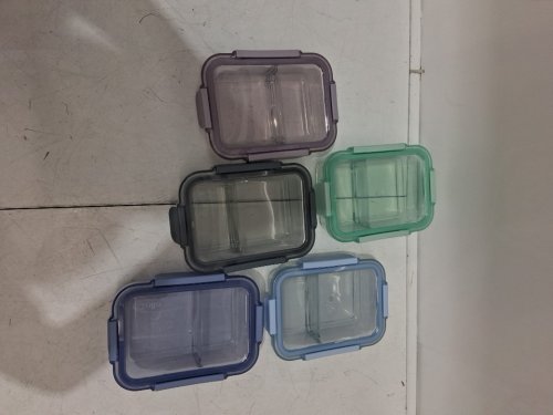 5PC Ello Colour Lock Divided Glass Meal Prep Set - 800ML - MULTICOLOUR (MODEL: 1901809) image 3