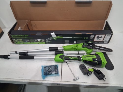 Greenworks Pole Saw with Battery and Charger, 9-11FT LENGTH - Green (Model: 1402102) image 4