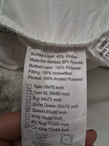 Premium BAMBOO MATtRESS TOPPER for Back Pain - QUEEN (60" x 80") - white/green image 4