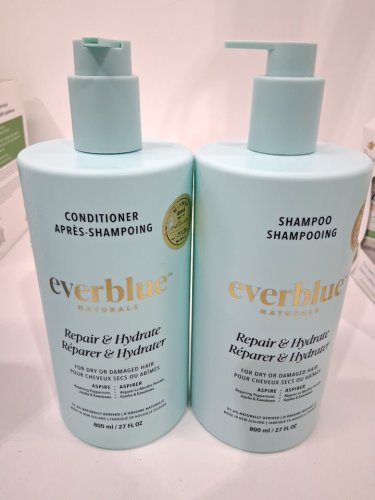 2pc everblue naturals repair and hydrate shampoo and conditioner - for dry or damaged hair - 800ml each image 2