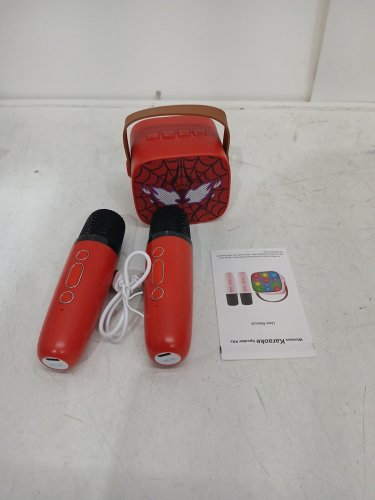 3pc kssvzz mini portable bluetooth spider karaoke machine with two microphones - red (Model: k1) image 3
