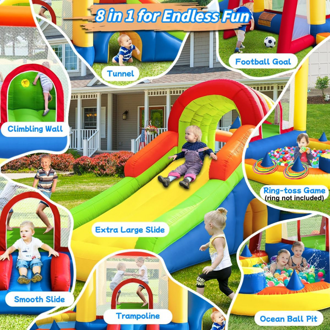HONGCORAL INFLATABLE BOUNCY CASTLE WITH BLOWER - 6FT X 17FT X 11FT - multicolour image 2