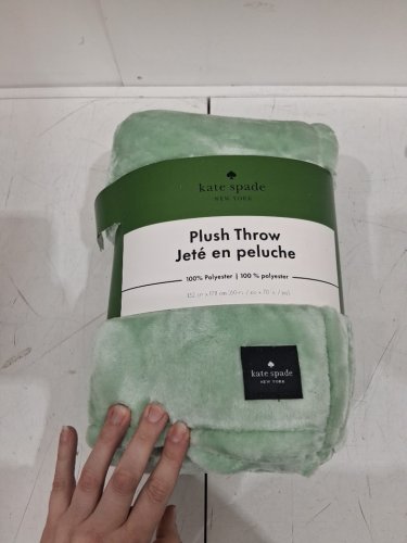kate spade plush throw blanket - 60" x 70" - mint green (model: 1859162) image 2