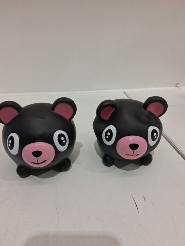 2PK BEAR TONGUE OUT SQUEEZE TOYS - BLACK AND PINK image 2