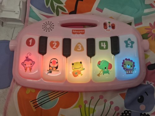 FISHER-PRICE BABY ACTIVITY MAT GLOW AND GROW KICK & PLAY PIANO GYM - AGES 0+ - PINK (MODEL: HVX57-9963) image 4