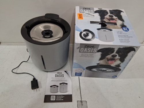 zeus oasis pet drinking fountain - 6l - light grey (model: 96421) image 2