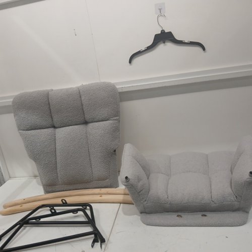 Rocking Chair Teddy Upholstered Glider Rocker Rocking Accent Chair Padded Seat with High Backrest Armchair - 26"x 39" x 35" - grey image 3