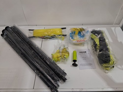 OUTDOOR PORTABLE VOLLEYBALL NET SYSTEM, ADJUSTABLE HEIGHT STEEL POLES, PROFESSIONAL VOLLEYBALL SET -32'L X 3'H-YELLOW/BLACK-(MODEL:JH-201) image 2