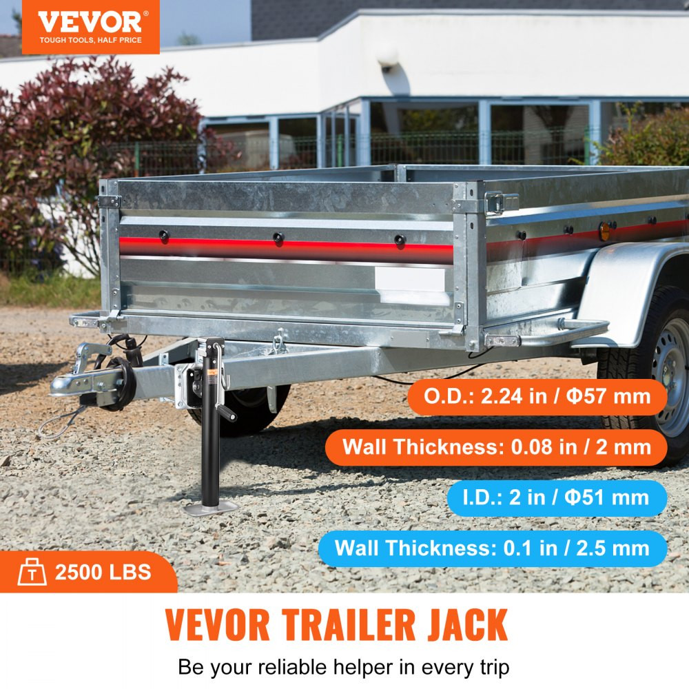 bolt on trailer tounge jack stand with handle - 2500lbs max - black (model: tjb-2002s-wk-z) image 2