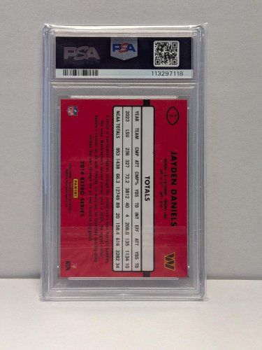 JAYDEN DANIELS NFL COMMANDERS ROOKIE CARD - PSA MINT 9 - 2024 DONRUSS OPTIC2014 RETRO SERIES #2 image 3