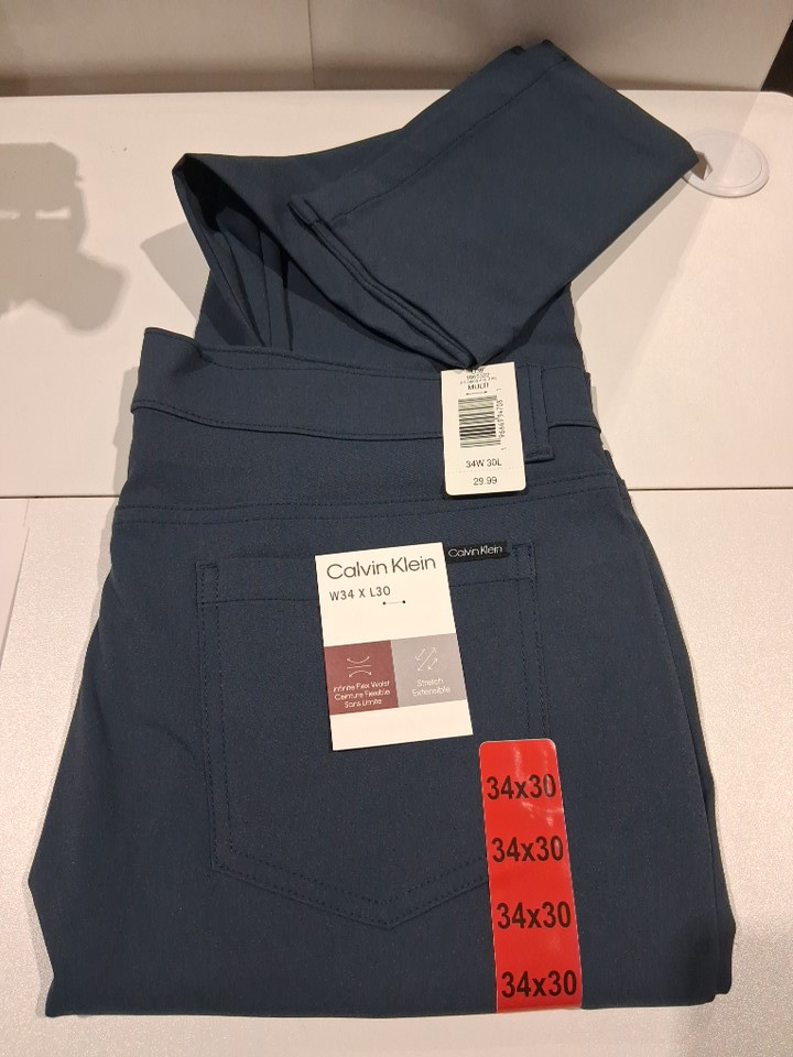 MENS' CALVIN KLEIN INFINITE FLEX WAIST STRETCH STRAIGHT DRESS PANTS - 34W X 30L - NAVY BLUE - (STYLE: 1665322) image 2