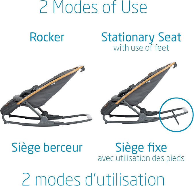 Maxi-Cosi 2-in-1 Kori BABY Rocker with washable liner and one hand recline - beyond GRAPHITE (model: 25007cgpe) image 2