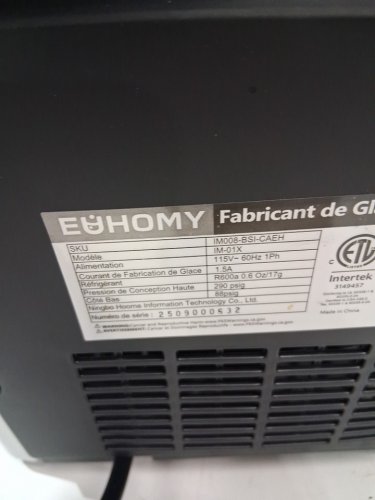 EUHOMY COUNTERTOP ICE MAKER MACHINE WITH HANDLE, BASKET & SCOOP - MAKES 26LB PER DAY - SILVER (MODEL: IM-01X/IM008-BSI-CAEH) image 6