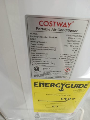 COSTWAY Portable Air Conditioner and Heater with Remote Control and Wifi Connection - 15000 BTU, 120V - White/Black - (Model: FP10348US-WH) image 7