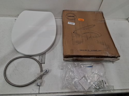 garvee round dual nozzle non-electric soft close bidet toilet seat with adjustable water pressure - 18.7" - white (model: PLS_335BEJXC) image 2