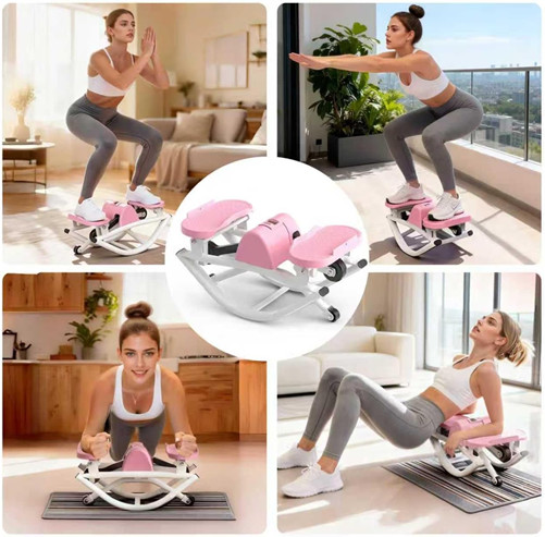 Flexella Rock Stair Stepper with floor mat and resistance bands - 250LB Capacity - LIGHT PINK image 3