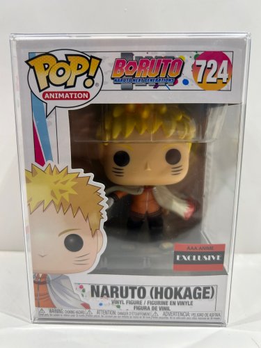 Funko pop! **aaa anime exclusive** animation: boruto Naruto next generation - Naruto (hokage) vinyl figure (#724) **plastic protector cover** image 2