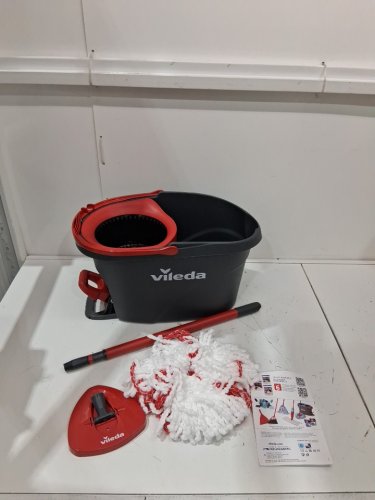 Vileda EasyWring Spin Mop Bucket Floor Cleaning System with Power Mop Head & extendable handle - red/grey (model: 172880/10683010609981/183310) image 3
