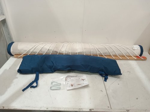 lazy daze outdoor quilted fabric 2-person hammock with pillow - 78" x 55" - blue (model: hmdqf-03) image 3