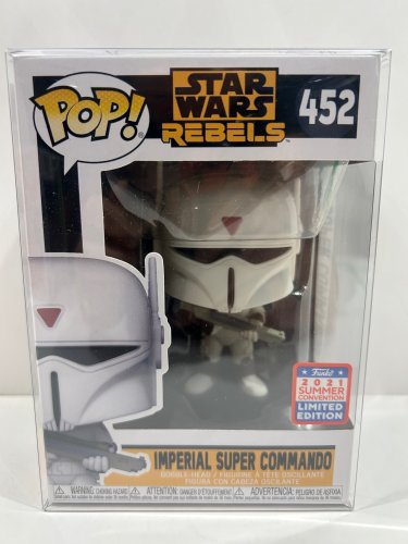 Funko pop! **2021 summer convention** Star Wars rebels - imperial super commando bobble head (#452) **plastic protector cover** image 2
