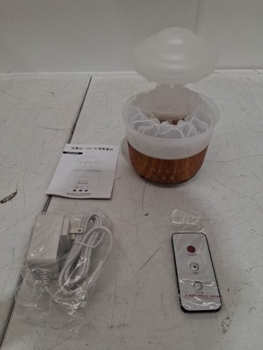 Water Drip Aromatherapy Diffuser Night Light with Remote Control - 230ML - white/wood (model: v50) image 3