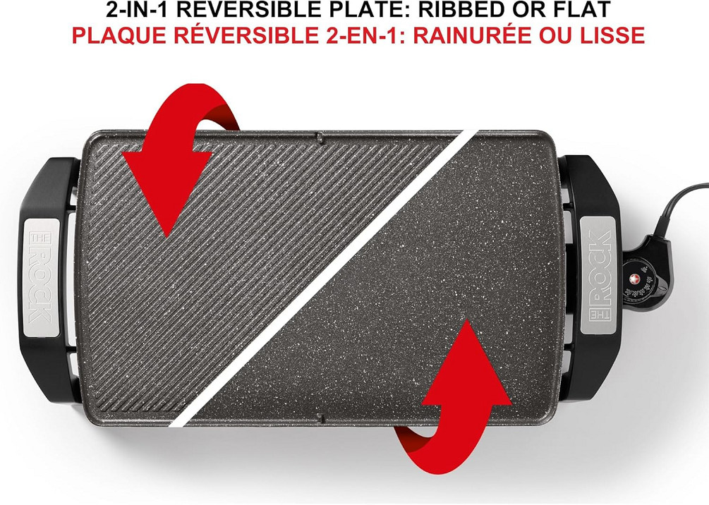 Starfrit The Rock Electric Reversible Grill/Griddle - 20" x 10" - 1500w - black - (model: 024427) image 2