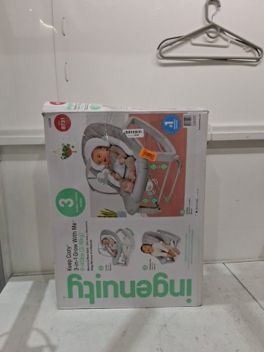 Ingenuity 3-in-1 Keep Cozy Grow with Me Vibrating Baby Bouncer, rocker & chair - 40lbs capacity - weaver theme grey/white/green (model: ‎12428) image 2