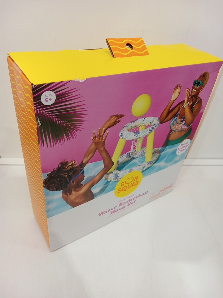 sun squad inflatable water basketball hoop set - yellow/blue image 2