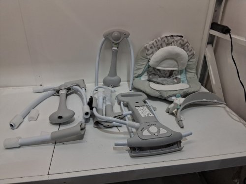 Ingenuity 2-in-1 convertme compact portable baby swing & seat with vibrations & nature sounds - battery powered - 20lbs max - raylan theme/grey (model: ‎12189) image 3