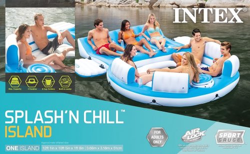 INTEX SPLASH 'N CHILL INFLATABLE POOL FLOAT ISLAND - 145" X 125" X 20" - BLUE/WHITE - (MODEL: 56299EP) image 2