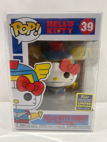 Funko pop! **2020 summer convention** Hello kitty - hello kitty (robot) vinyl figure (#39) **plastic protector cover** image 2