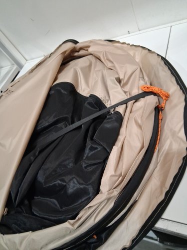 Pop Up Screen Tent with Extended Awning AND carry bag - 6ft x 6ft - tan/black/orange (model: 121136) image 5