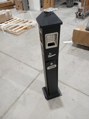 aiwfl outdoor vertical cigarette trash bin with removable inner bucket & lockable design - 47.24" x 10.43" x 9.05" - black (model: 06974351441093) image 3