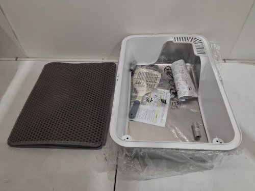 Ellenpent Stainless Steel Cat Litter Box with Lid and scoop - XL - 36L - white/silver (model: CH-ICB010) image 3