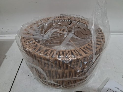 Rattan Woven Boho Ceiling Light Fixture - 3 Bulbs / 12.6" X 7" - Light Brown (Model: 7105-3X-GD) image 4