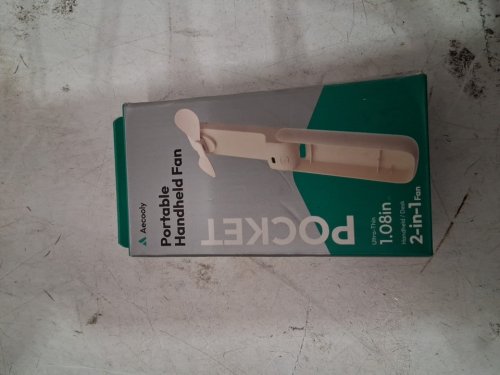 AECOOLY PORTABLE HANDHELD POCKET FAN WITH MIRROR  - BEIGE image 2