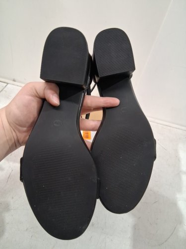 womens Amazon Essentials Two Strap Heeled Sandal - 10 wide - black image 3
