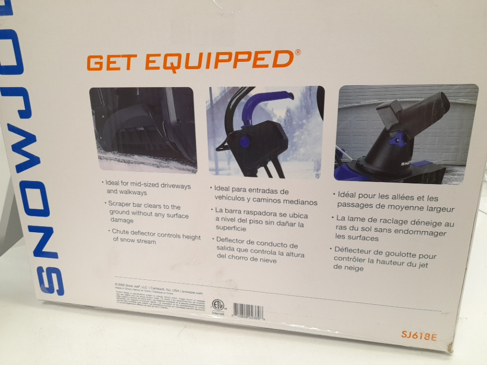 SNOWJOE 18" ELECTRIC 13AMP SINGLE-STAGE SNOW THROWER - 8" CLEARNING DEPTH - BLUE/BLACK (MODEL: SJ618E) image 3