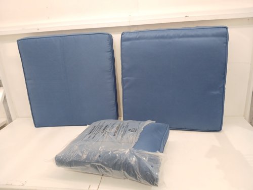 3PC Patio Seat Cushions and Pillow - 20" x 15" and 25" x 25" - Blue image 3
