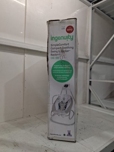 INGENUITY SIMPLECOMFORT CRADLING ROCKER PLUG-IN SWING WITH SOOTHING VIBRATIONS AND 6 SPEEDS - RAYLAN (WHITE/GREY) - (MODEL: 11791 0313) image 2