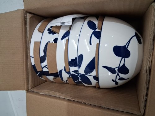 6pk arbor stoneware bowls - 6" - white/blue (model: 1901823) image 3