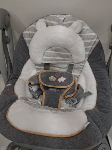 INGENUITY BOUTIQUE COLLECTION SWING 'N GO PORTABLE SWING WITH MULTIPLE SOUNDS/SWING SETTINGS - 20LBS CAPACITY - BELLA TEDDY IN GREY (MODEL: 11023-ES) image 5
