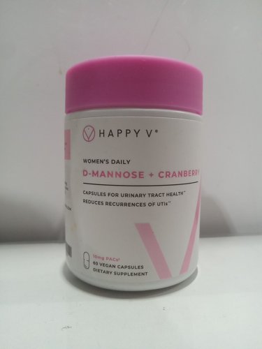 (60 VEGAN CAPSULES) HAPPY V D-MANNOSE+CRANBERRY dietary supplement for urinary tract health - 10mg each image 5