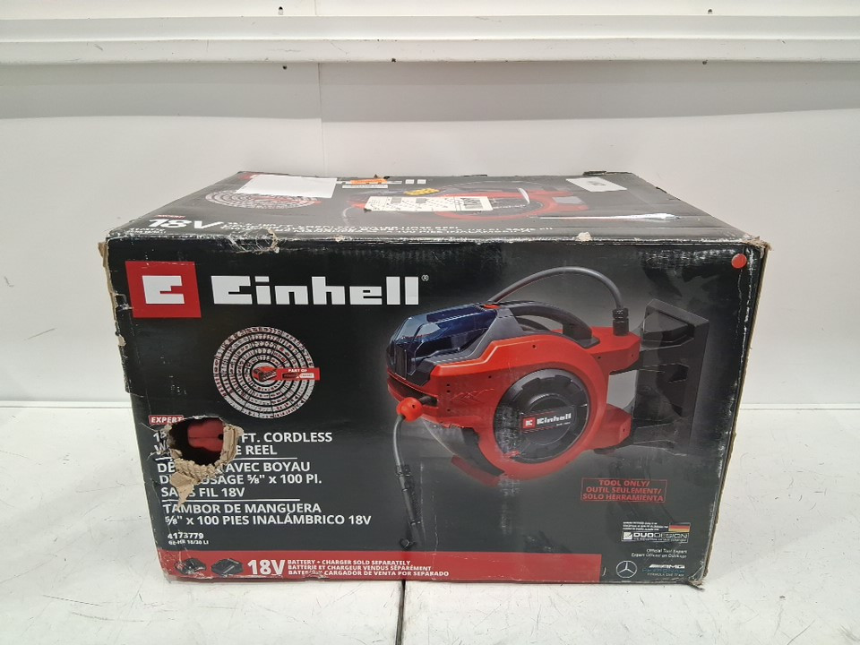 Einhell wall mounted Cordless automatic Hose Reel *TOOL ONLY* - 98ft - 120v - red/black (model: 4173779 ) image 2