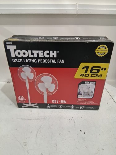 Tooltech 3-Speed oscillating pedestal fan - 16" - white (model: 100077) image 2