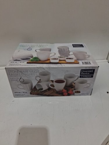 6Pk gourmet basics stoneware mugs - 16oz - white patterned - (model: 1786778) image 2