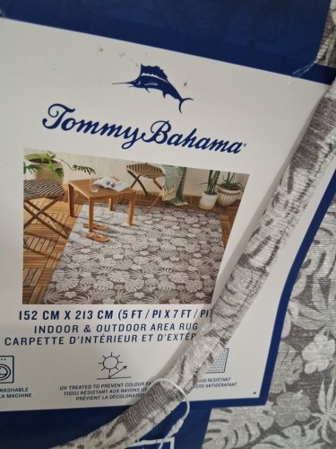 TOMMY bahama indoor/outdoor tropical leaf area rug/carpet - 5ft x 7ft - multi-colour (model: 1992252) image 3
