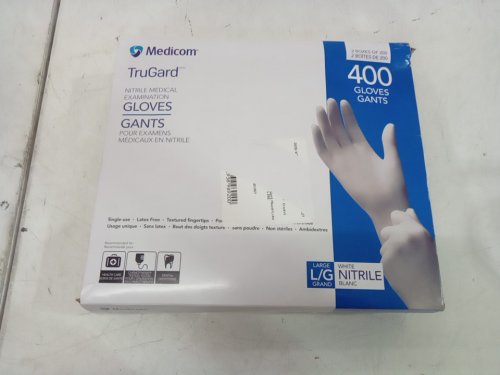 400pk medicom trugard nitrile medical examination gloves - large - white (model: 1858762) image 2