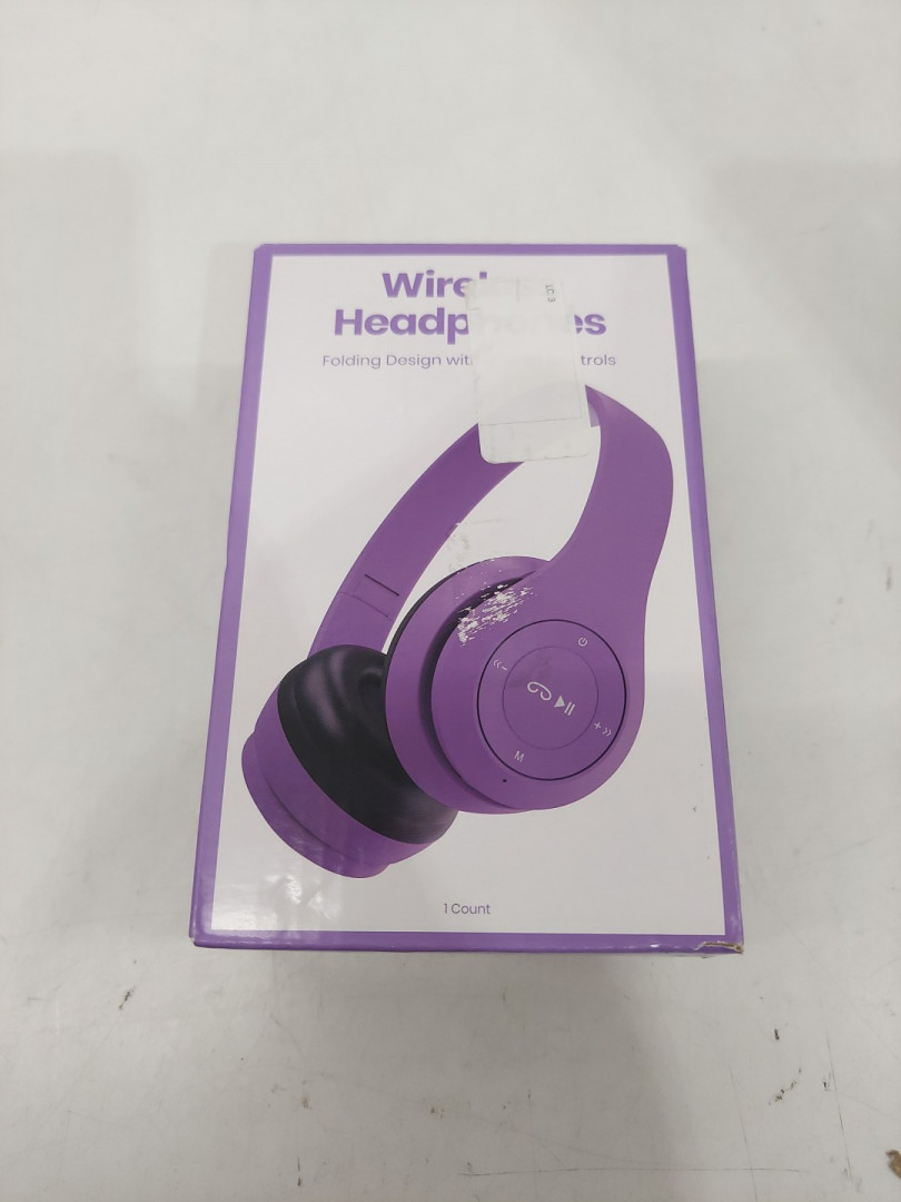 UNISEX gems wireless bluetooth headphones with folding design - purple image 2
