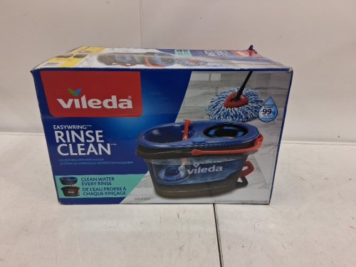 vileda easywring rinseclean spin mop & bucket system with reusable microfibre mophead & extendable handle - blue - (model:170144) image 2